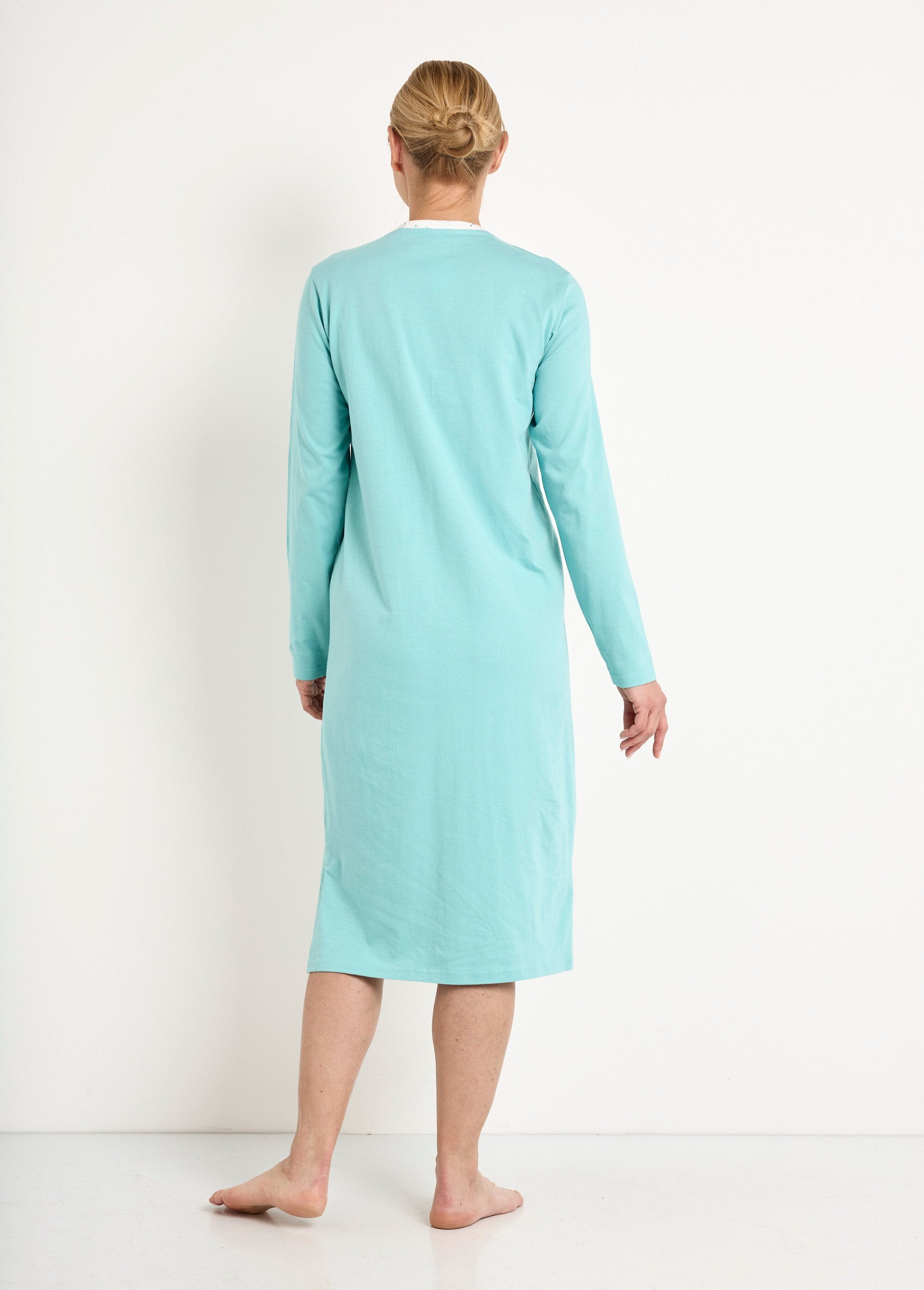 Mid-length_cotton_buttoned_liquette_nightdress_Aqua_DO1_slim