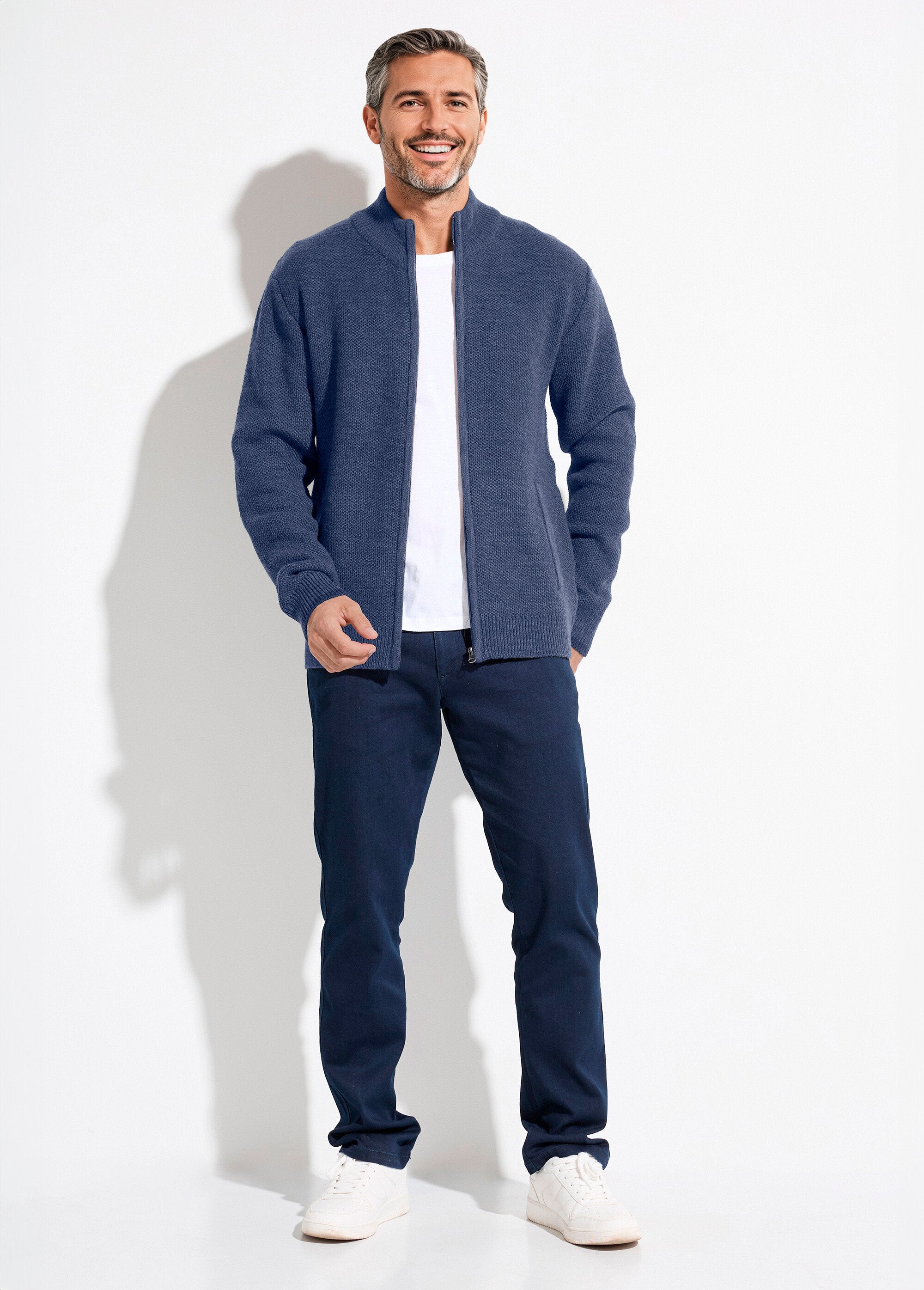 Zipped_cardigan_with_high_collar_in_heathered_wool_knit_Blue_SF1_slim