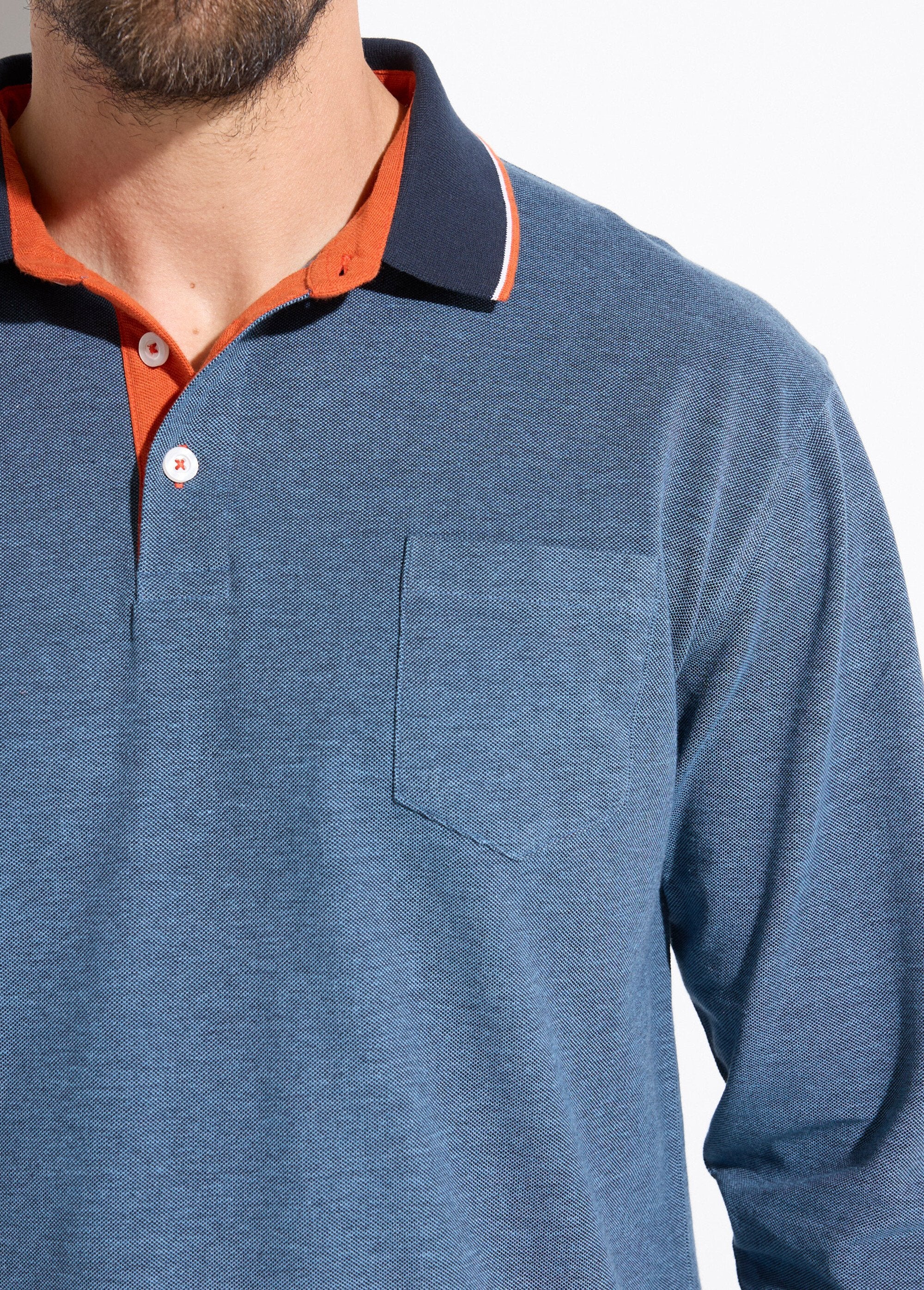Long-sleeved_cotton_pique_knit_polo_shirt_Blue_DE1_slim