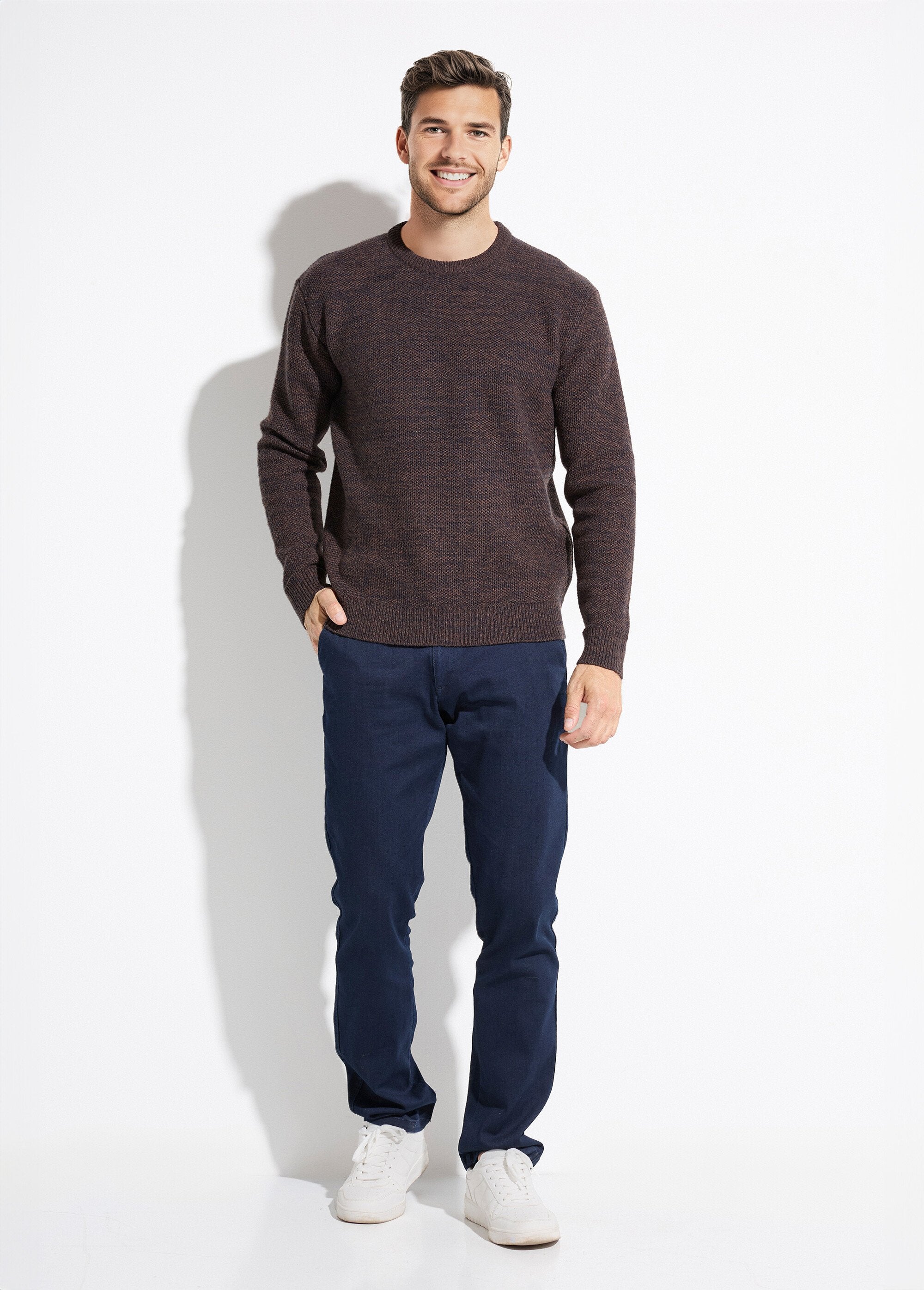 Long-sleeved_wool_marl_knit_round_neck_sweater_Brown_SF1_slim