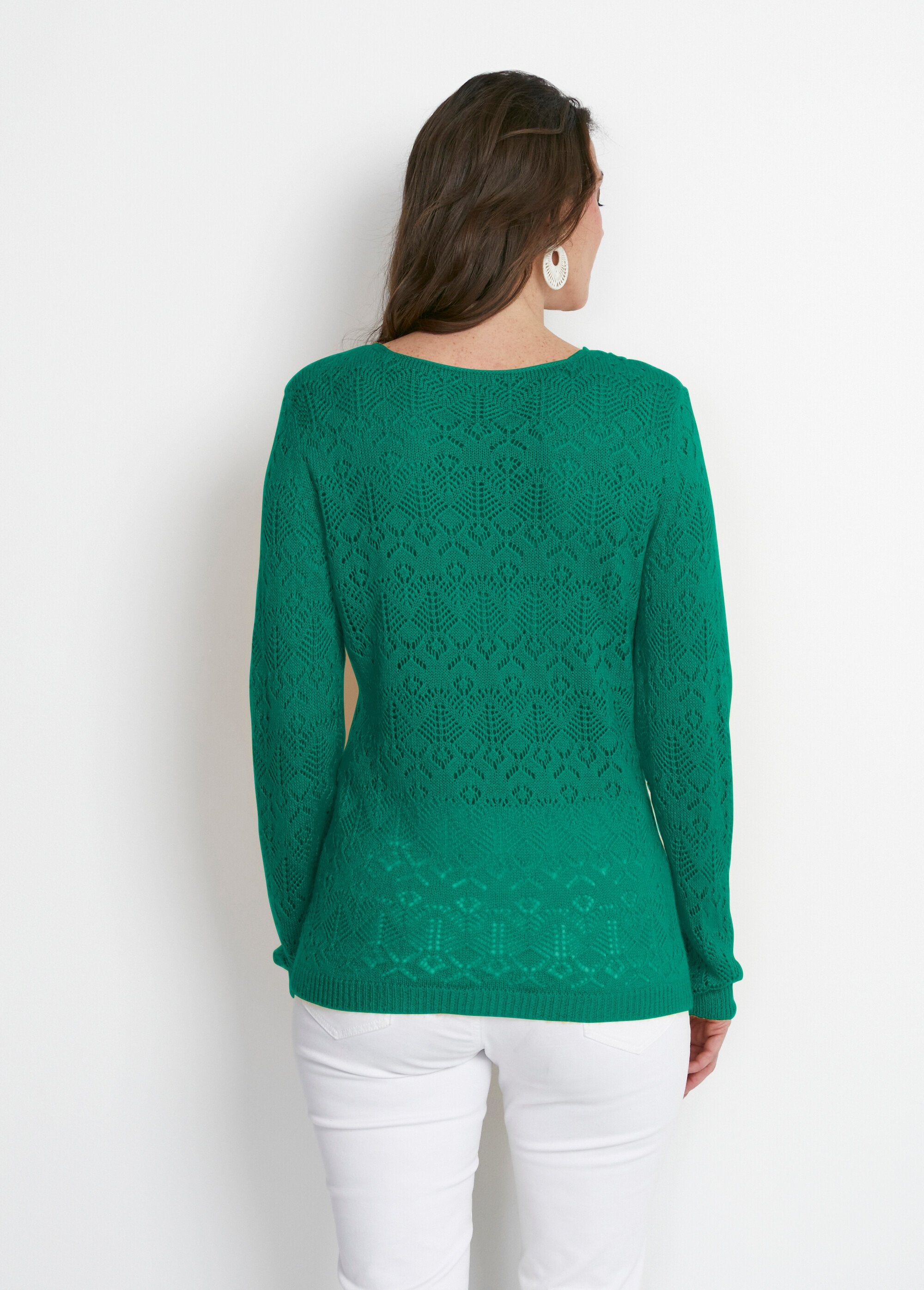 Long-sleeved_openwork_knit_sweater_Green_DO1_slim