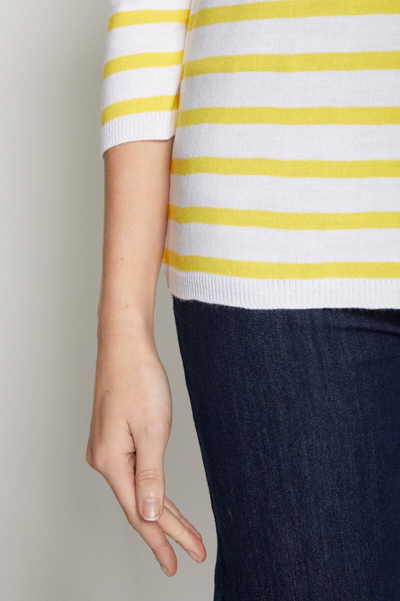 Striped_sweater_with_openwork_knit_round_neck_Yellow_stripe_DE3_slim