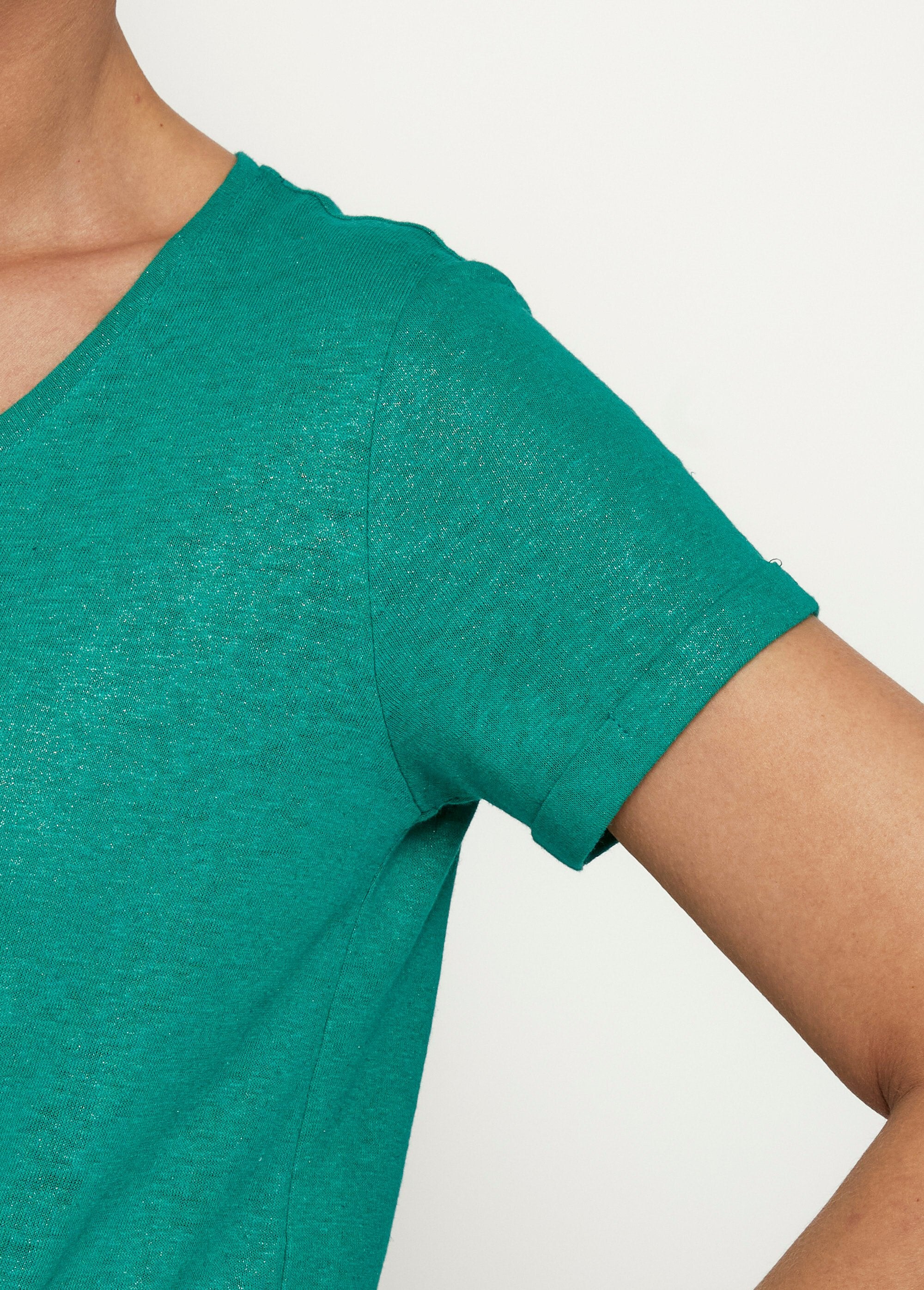 Metallic_mesh_t-shirt,_cotton_linen_Green_DE1_slim