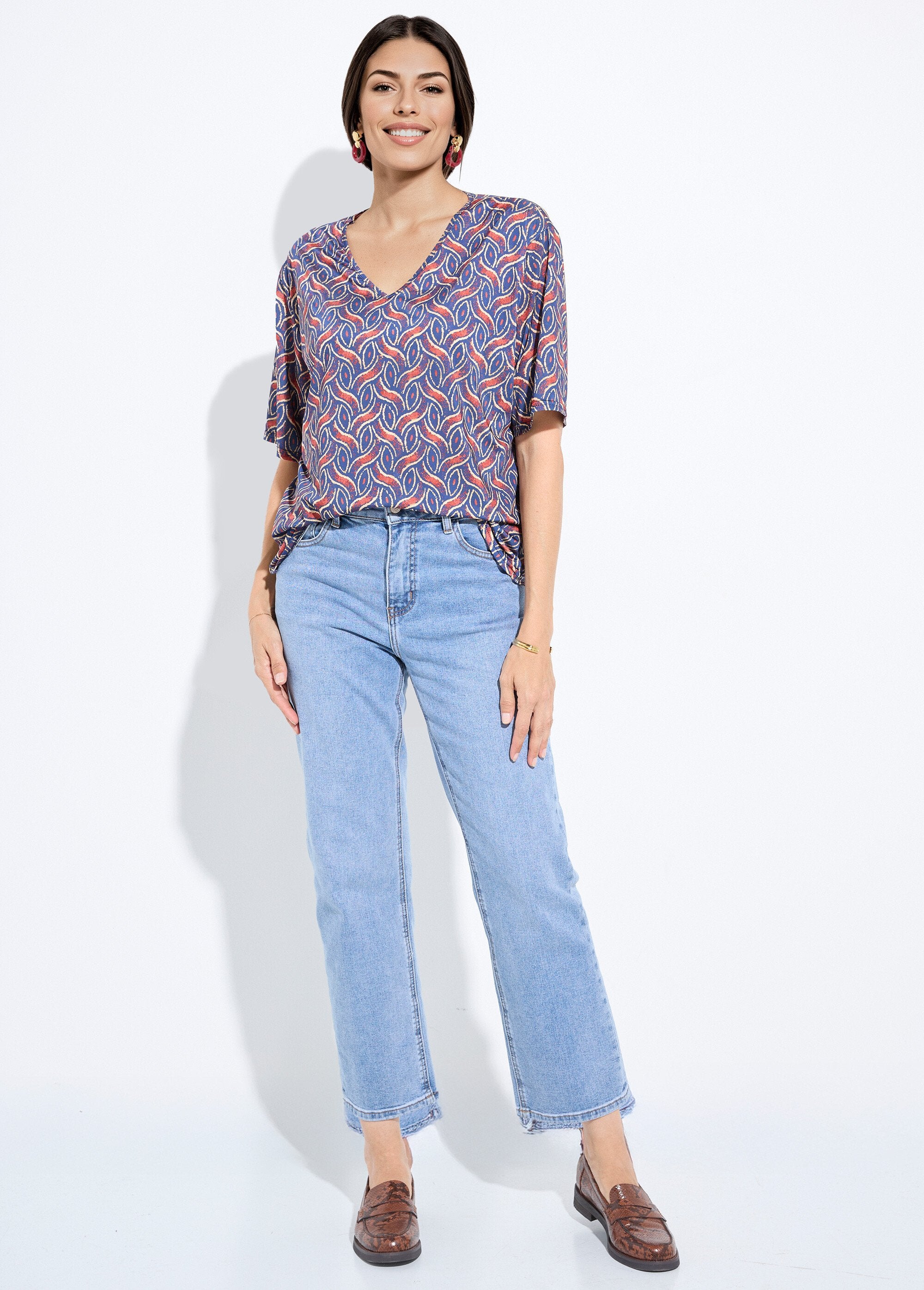 Short-sleeved_tunic_with_ethnic_pattern_Navy_and_brick_SF1_slim