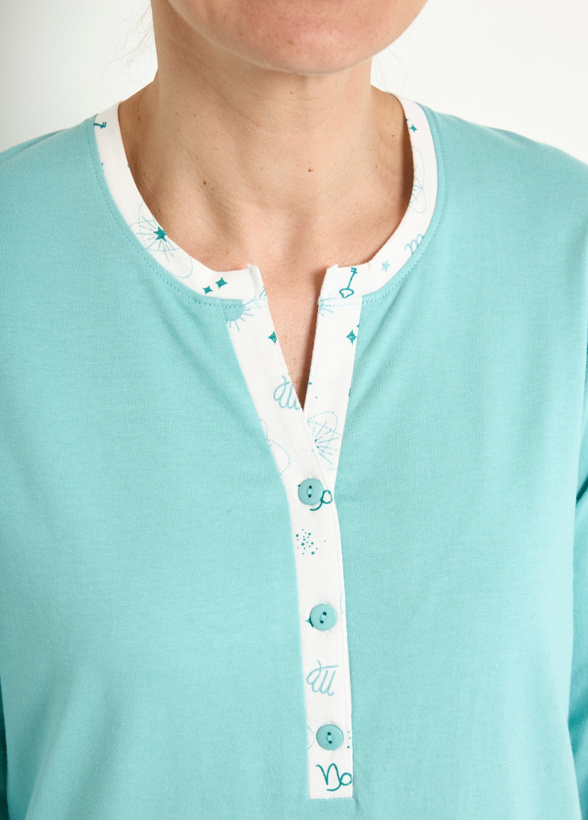 Chemise_de_nuit_liquette_mi-longue_boutonnée_coton_Aqua_DE1_slim