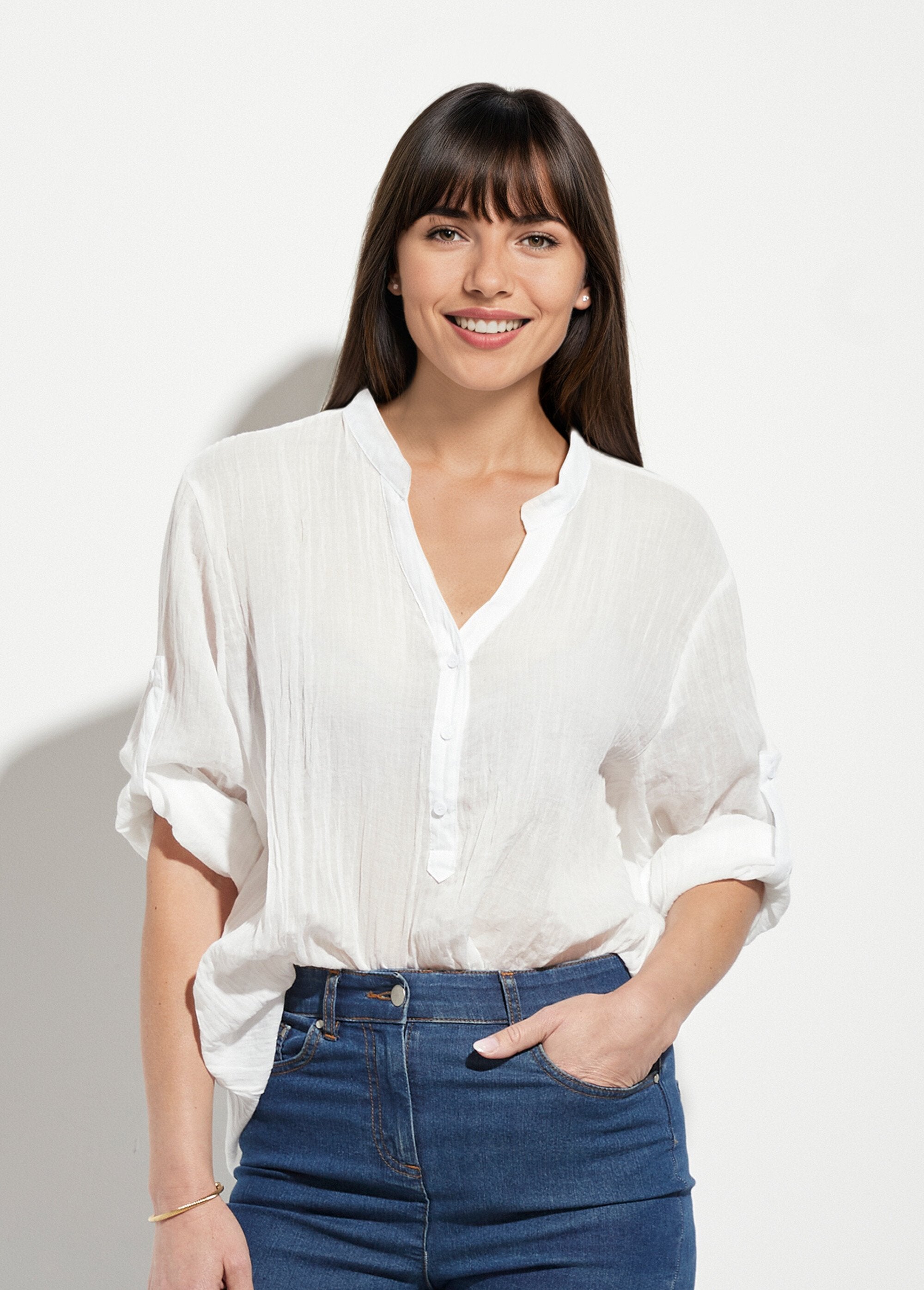 Loose-fitting_cotton_voile_Tunisian_collar_blouse_White_FA1_slim