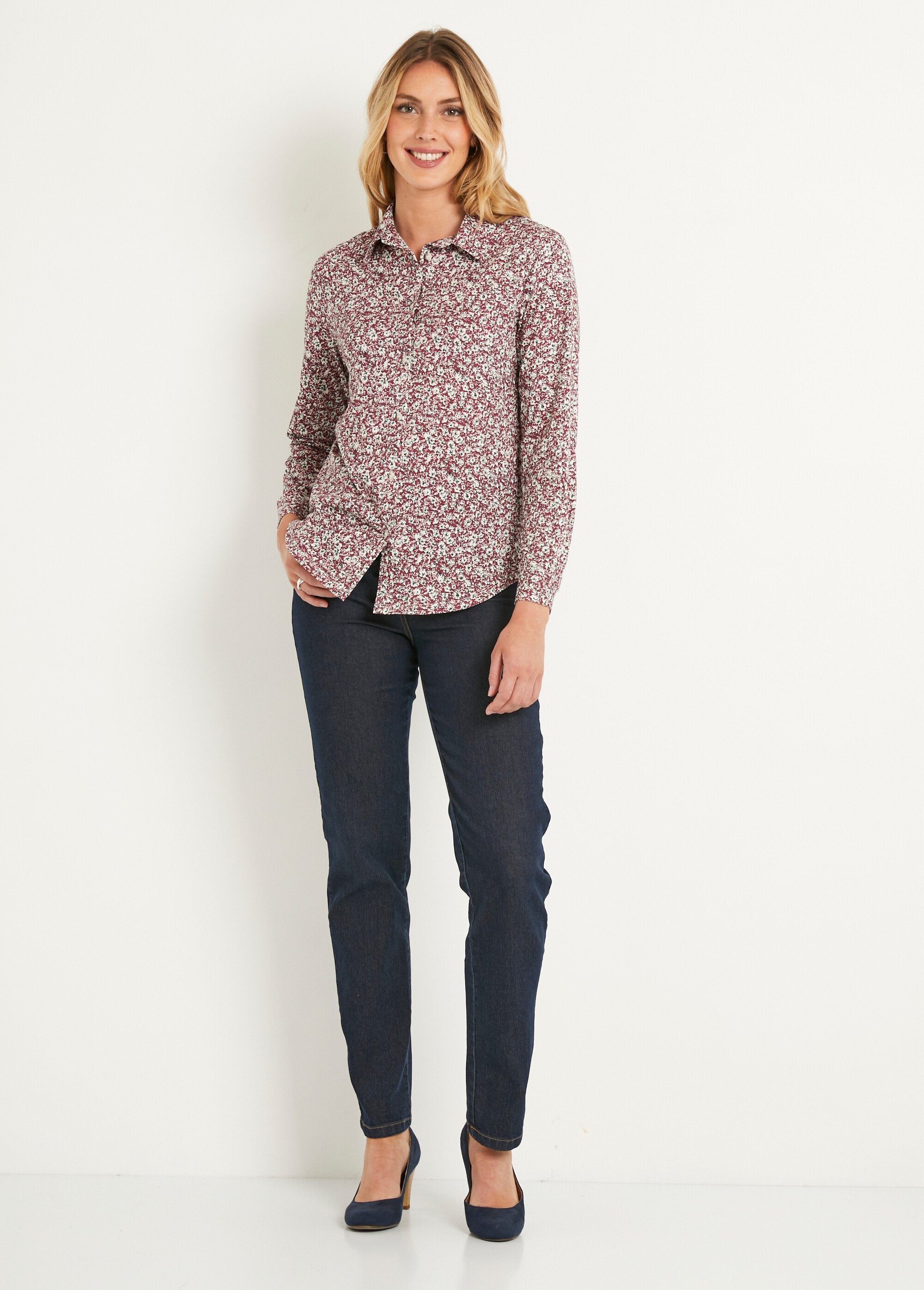 Straight_button-down_cotton_blouse_Bordeaux_SF1_slim