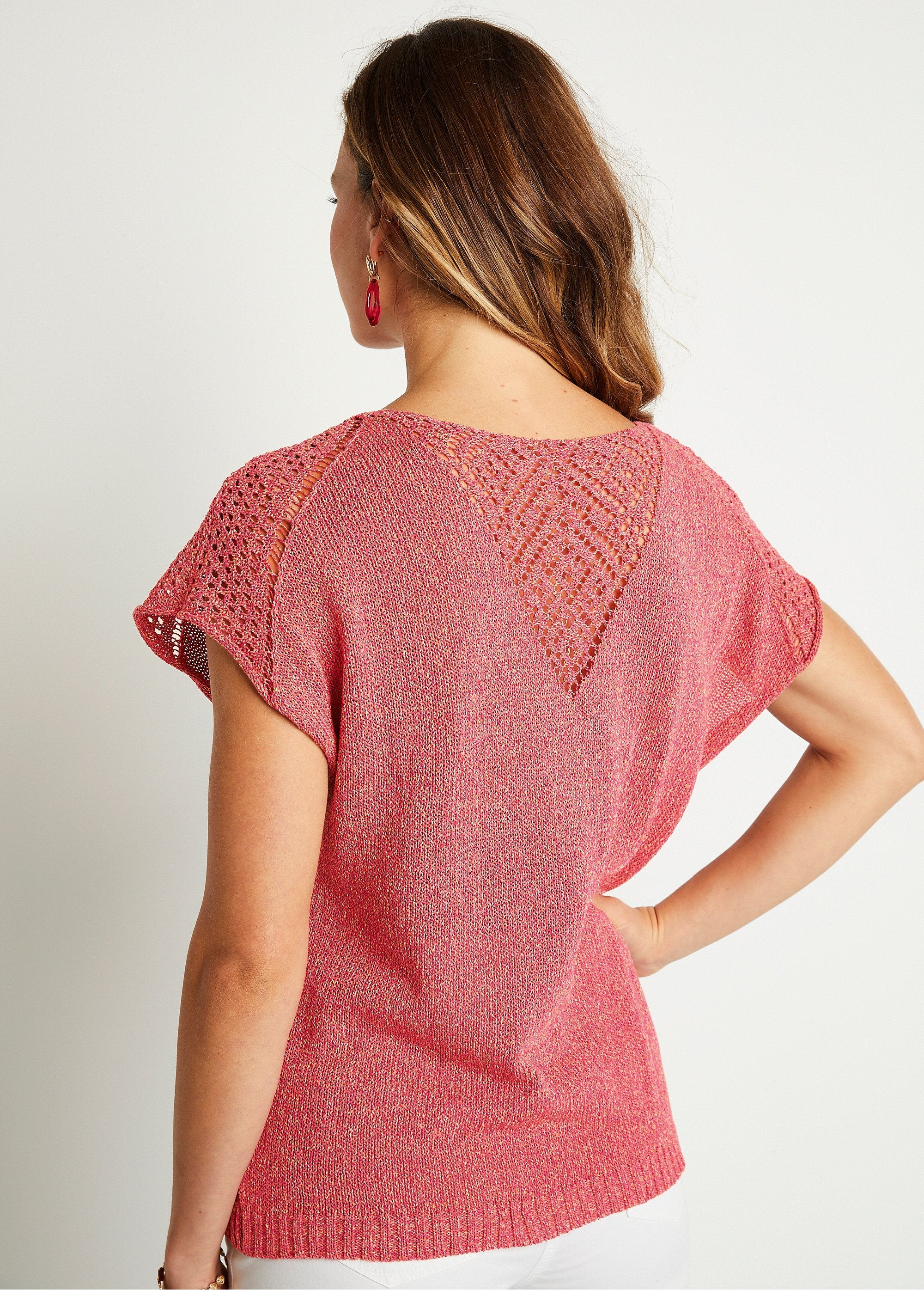 Fine_openwork_short-sleeved_sweater_Fuchsia_DO1_slim