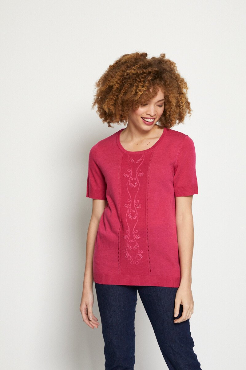 Embroidered_short-sleeved_sweater_Cassis_FA1_slim