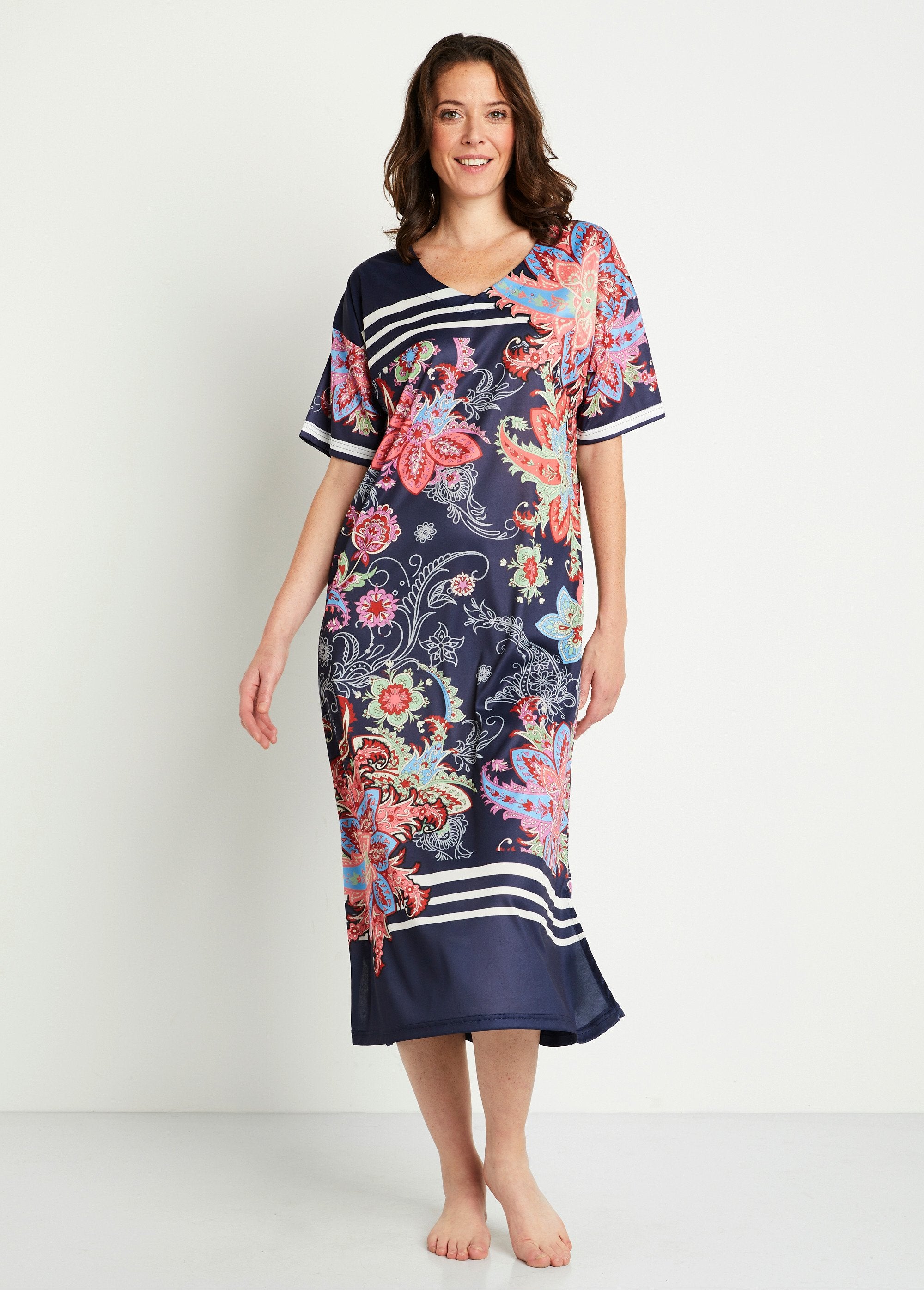 Printed_anti-static_satin_hostess_dress_Printed_FA1_slim