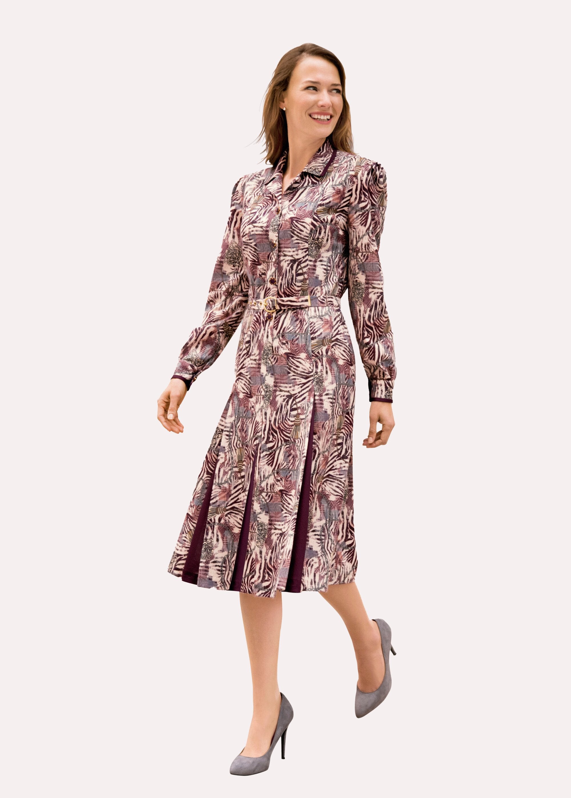 Mid-length_printed_dress_with_tailored_collar_Gray_and_plum_FA1_slim