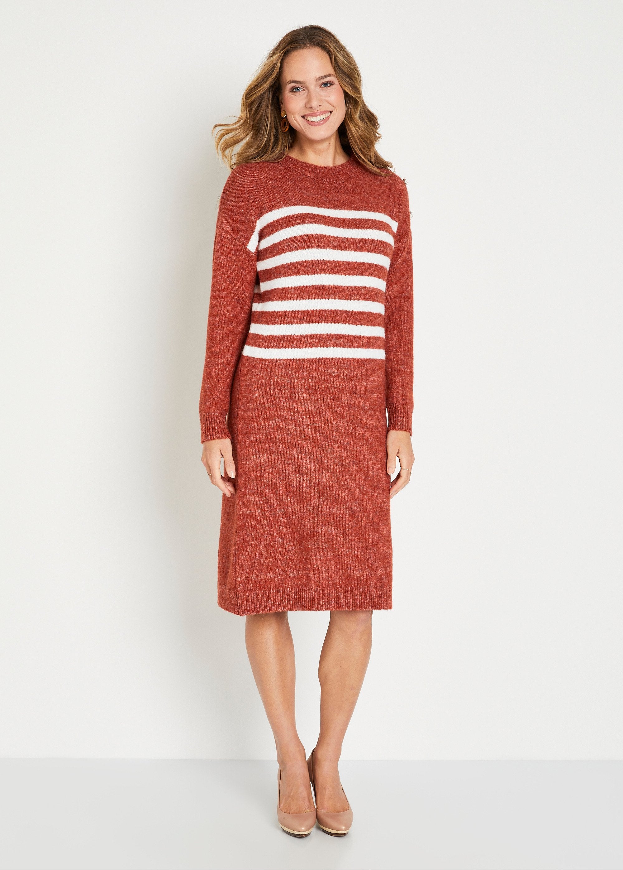 Short_jersey_knit_sweater_dress_Orange_and_ecru_FA1_slim