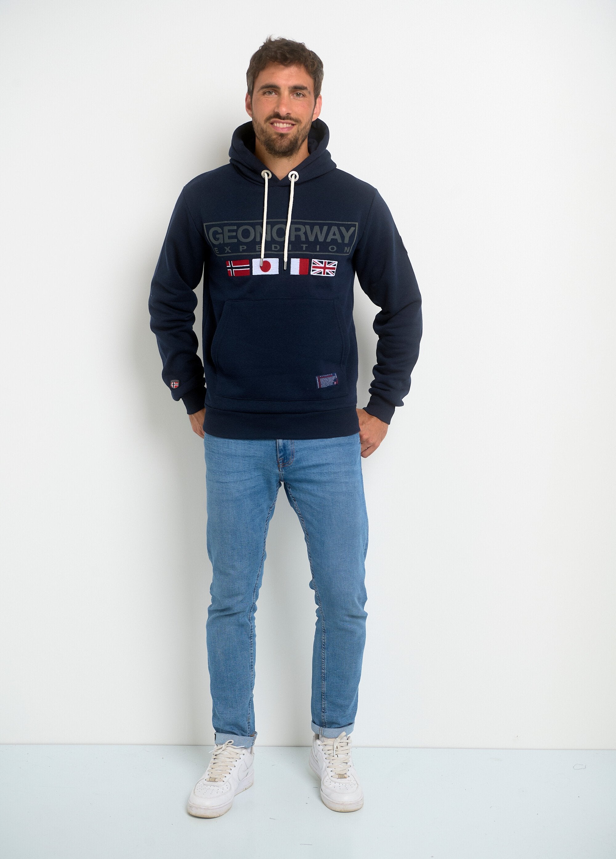 Sweat_à_capuche_drapeaux_poche_kangourou_Marine_SF1_slim