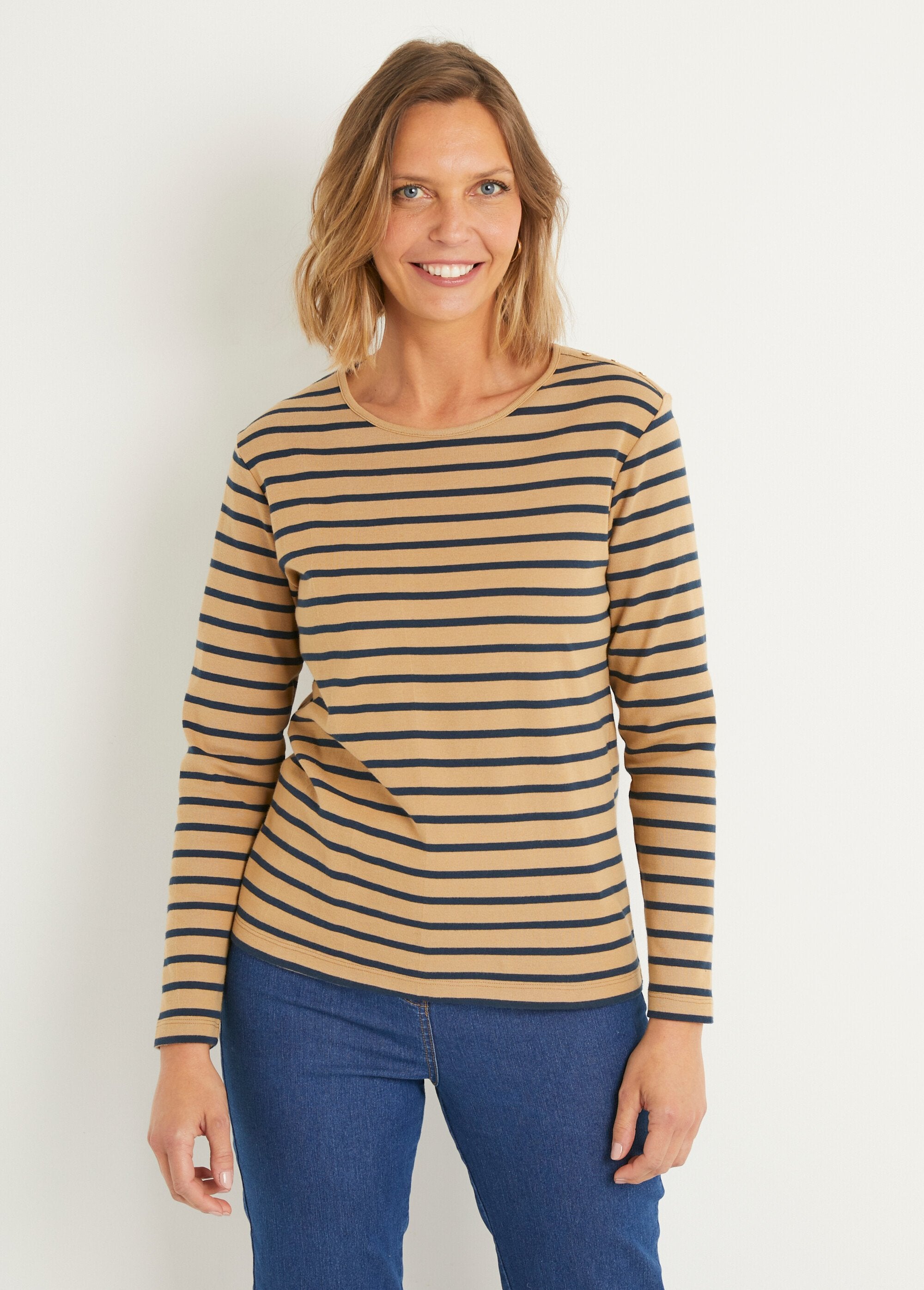 Long-sleeved_cotton_short_sailor_T-shirt_Camel_and_navy_FA1_slim