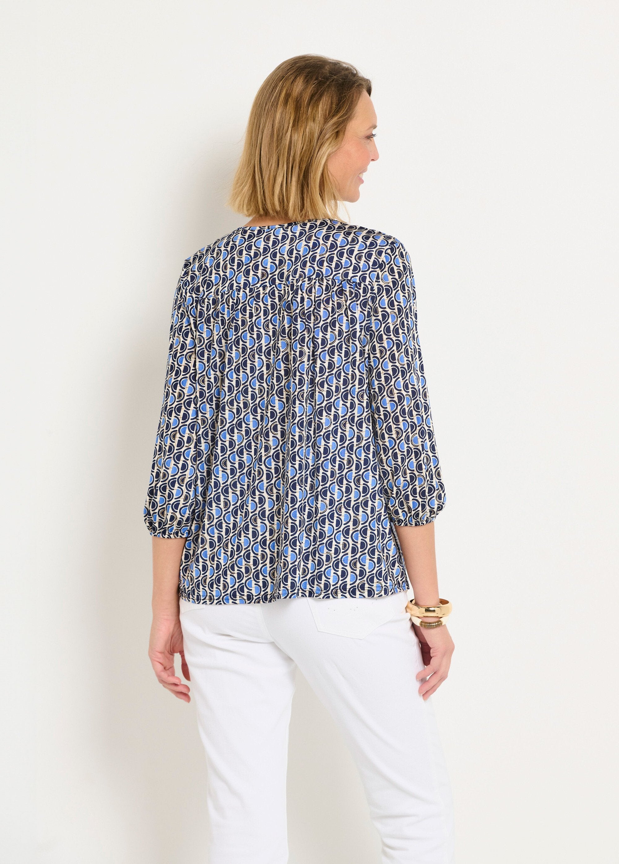 Graphic_pattern_mesh_tunic_with_3/4_sleeves_Blue_DO1_slim