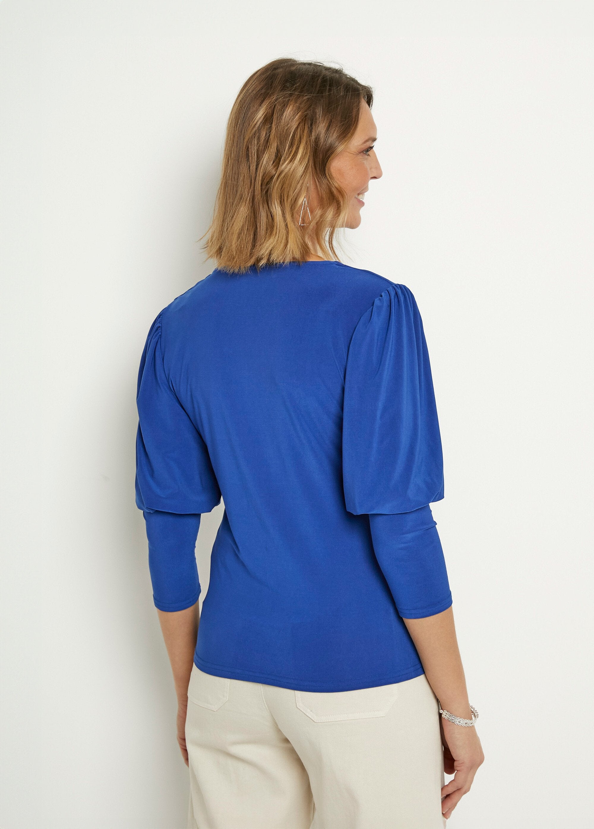 Stretch_tunic_with_square_neckline_and_3/4_sleeves_Electric_blue_DO1_slim