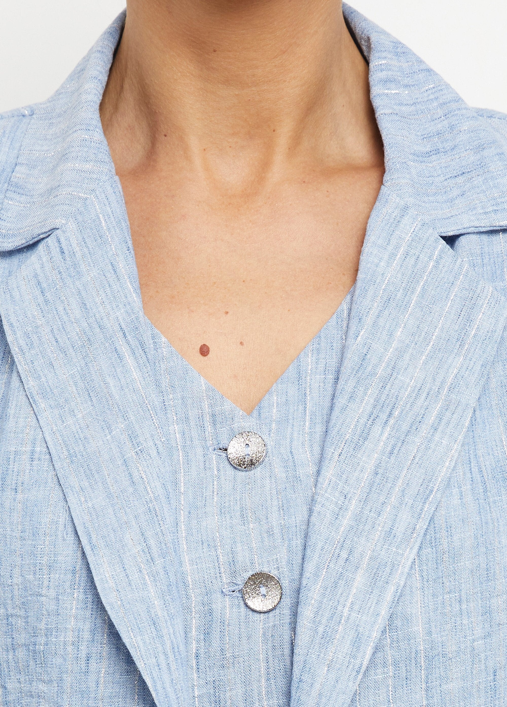 Veste_tailleur_rayée,_aspect_irrégulier_Bleu_DE2_slim